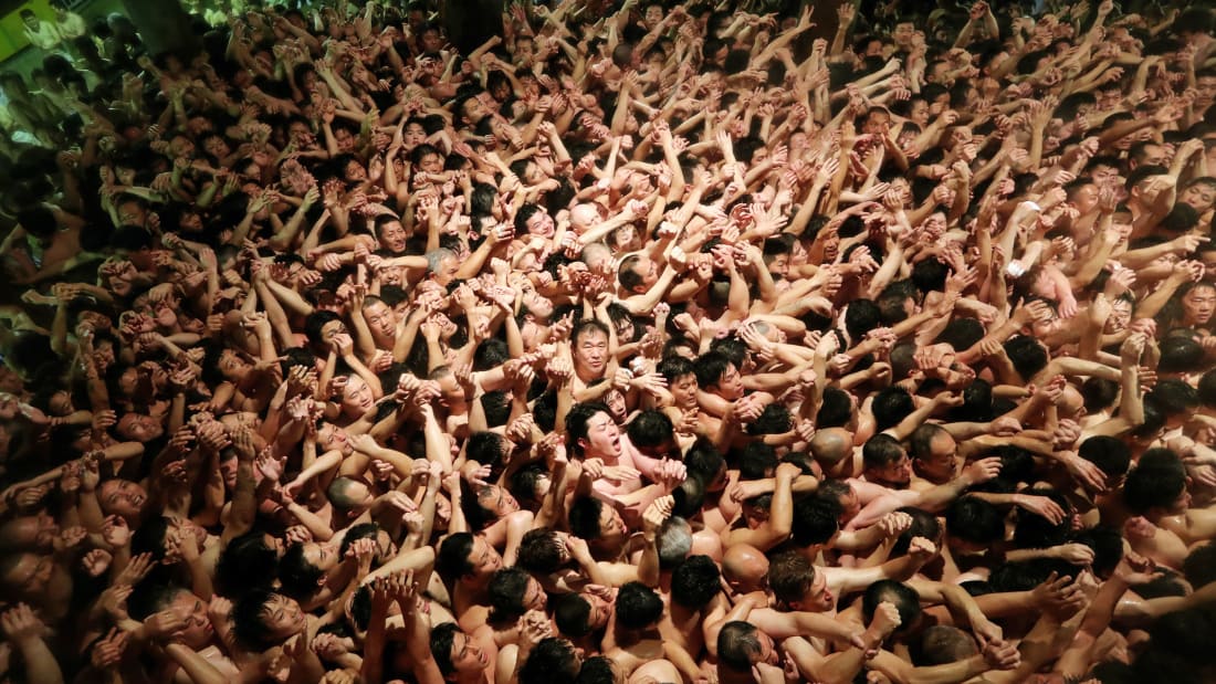 Thousands braved chilly weather on Saturday to gather at the annual "Naked Festival" in Okayama prefecture in the southern part of Japan's Honshu island